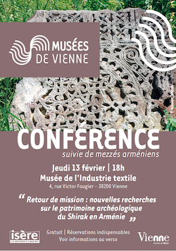 affiche conférence Nouvelles recherches sur le patrimoine archéologique du Shirak en Arménie